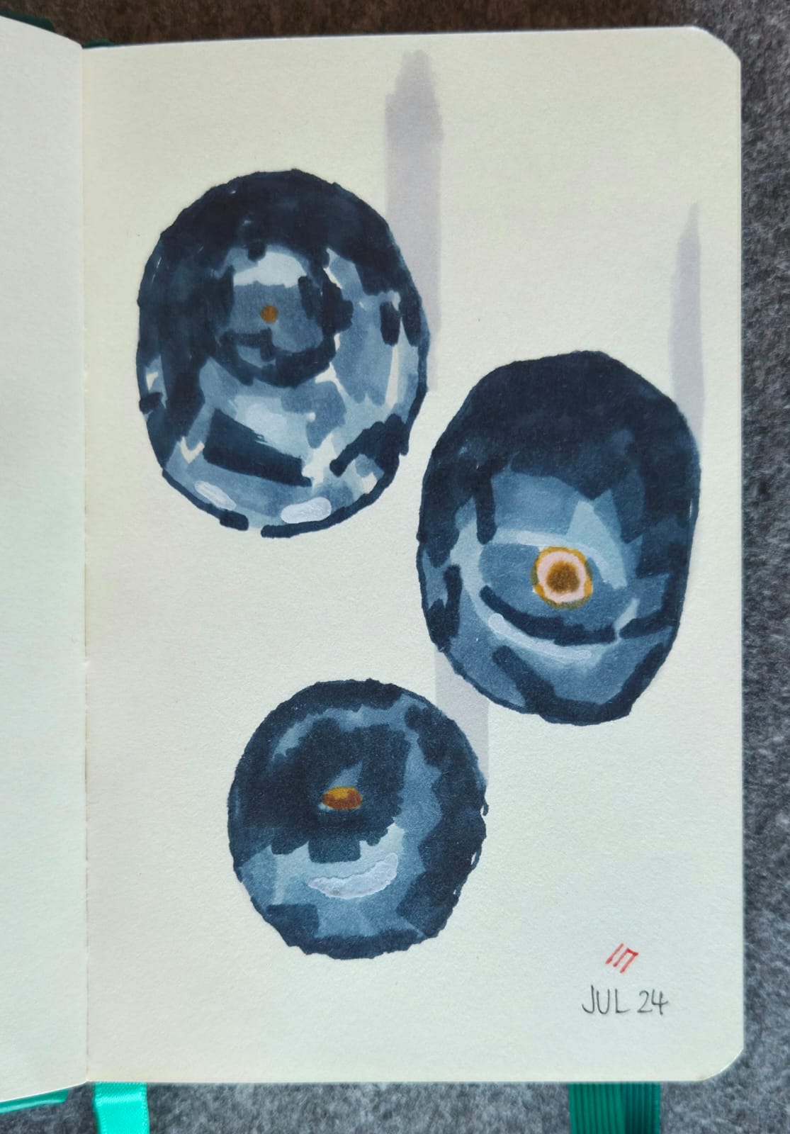 3 blueberries