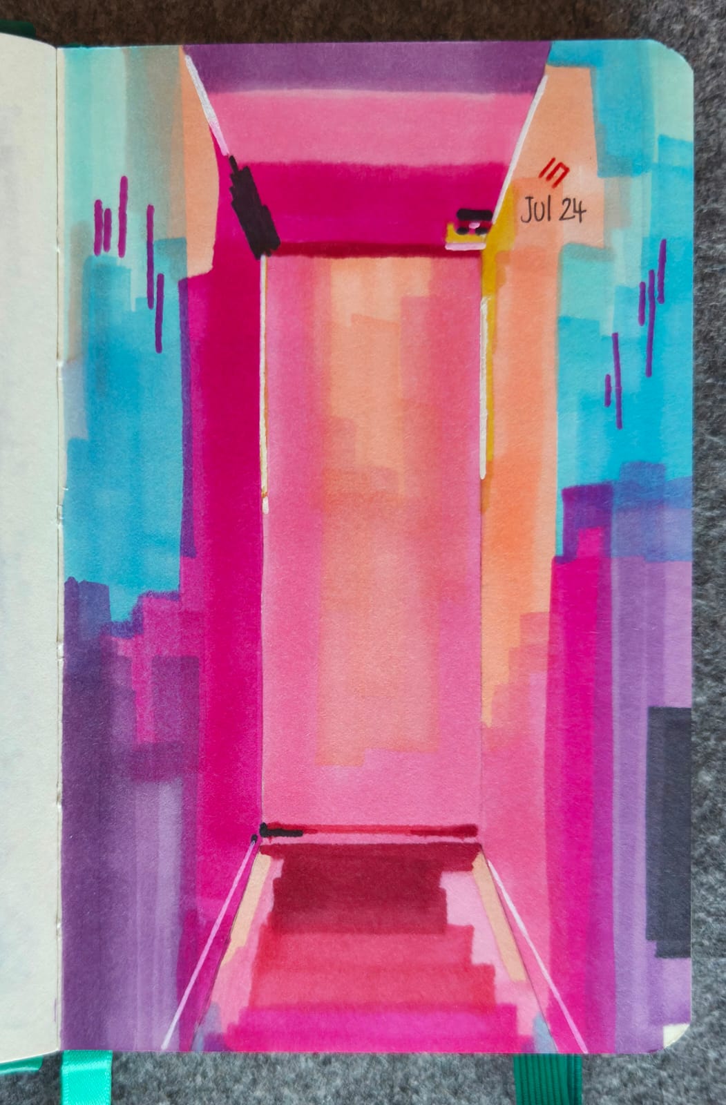 doorway in abstract and neon colors